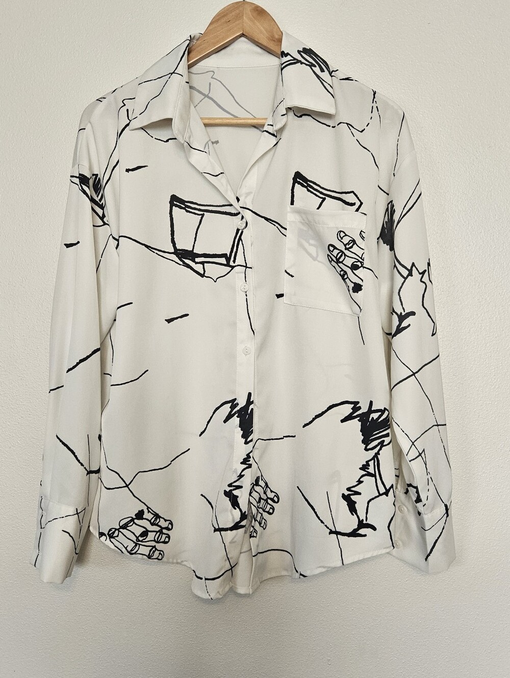 Abstract Art Print Black White Top Small